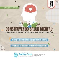 Invitan a participar del encuentro “Construyendo Salud Mental: Un espacio para la promoción y prevención”