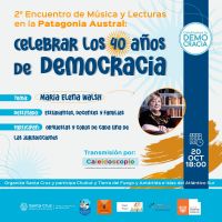 Se desarrollará el 2° Encuentro de Música y Lecturas en la Patagonia Austral: Celebrar los 40 años de Democracia