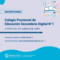 El próximo 26 se abrirán las inscripciones al Colegio Provincial de Educación Secundaria Digital N°1