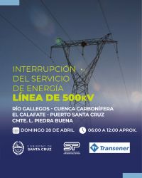 Interrupción del servicio de energía: TRANSENER informó tareas en la zona sur de Santa Cruz