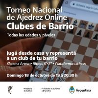 Abrieron las inscripciones para el Torneo Nacional de Ajedrez online “Clubes de Barrio”