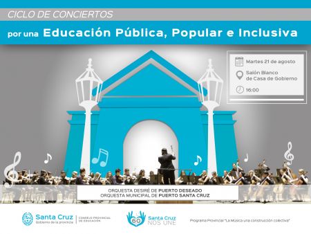 Orquestas de Puerto Deseado y Puerto Santa Cruz se presentarán en el Salón Blanco
