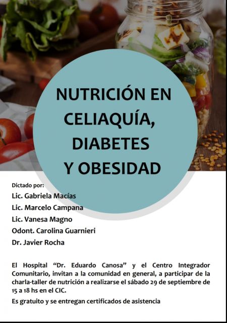 El Hospital de Pto. Santa Cruz brindará la charla “Nutrición en Celiaquía, Diabetes y Obesidad”