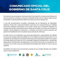Comunicado oficial del Gobierno de Santa Cruz