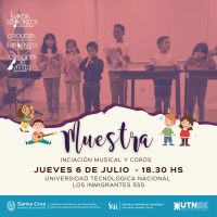 Se realizará una Muestra de Iniciación Musical y Coros de Río Gallegos en la UTN